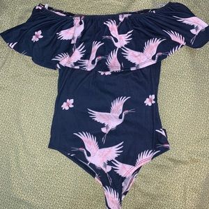 Off the shoulder flamingo top
